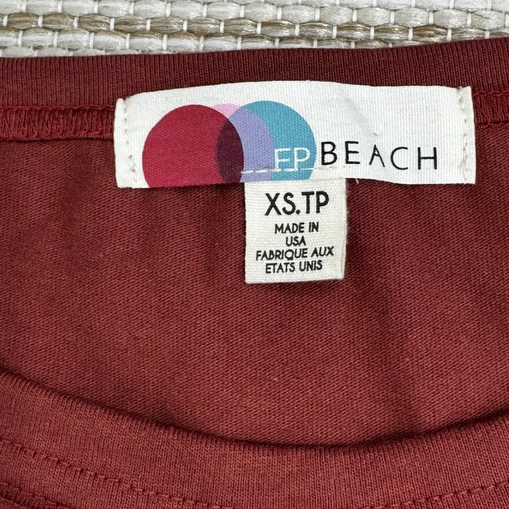 Free People FP Beach Shirt Women's XS‎ Rust Free People Long Sleeve Curve Hem
